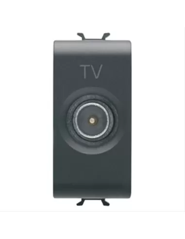 Prise TV Gewiss GW1262, câble traversant 1 m, connecteur mâle 5 dB, diamètre 9,5 mm, référence GW12362 Chorus Black